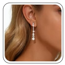 Inateannal Boucles D'oreilles Pendantes En Strass Boucles D'oreilles Longues Chaîne En Cristal Boucle D'oreille À Pompon En Strass Argent Boucle D'oreille Mariage En Cristal Cz Étincelantes Bijoux