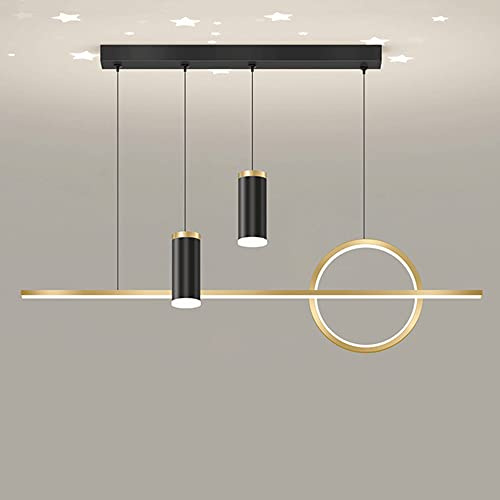 Lámpara Colgante Lineal de 99 cm, lámpara Colgante Ultrafina de Tira metálica con Luces de Cielo Estrellado, lámpara de araña LED Moderna, lámparas de suspensión largas Negras, luminaria decorati