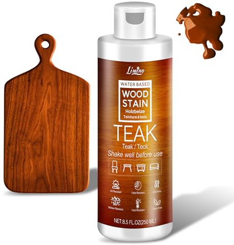 Water Based Wood Stain - Teak | Wood Varnish for Indoor & Outdoor Furniture, Wardrobe, Cabinets, Doors, Low Odor & Non-Toxic, Fast Drying, Multiple Classical Finishes - 8.5fl.oz / 250ml