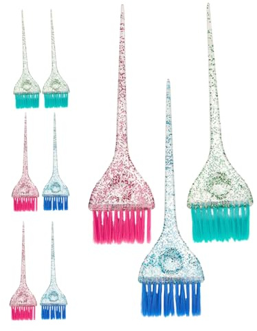 WOONEKY 9pcs Professional Hair Dye Brush with Ergonomic Handles for Smooth Even Color Application Plastic Hair Color Applicator Tools for Salon and DIY Highlighting