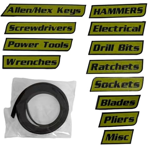 Verktygslåda Etiketter Magnetiska 12 Bit Avtagbara Organisationsmärken