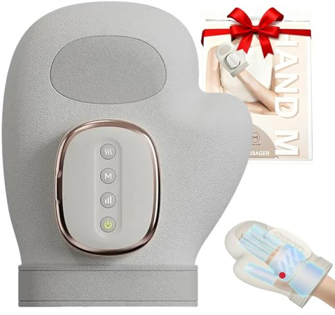 AURIVEE Masseur Main Intelligent，Avec Chauffage & Compression d'Air, 3 Modes 5 Intensités, Sans Fil pour Confort & Détente Mains, Rechargeable Cadeau