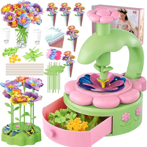 Set di Artigianato per Bambini dai 4 5 6 7 8 9 10 Anni, Laboratorio dei Fiori, DIY Kit Creativo Regalo Bimba Giocattoli Educativo, Mazzi di Fiori di Stoffa Fai Da Te, Idea Regalo per Compleanno
