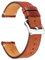 BINLUN Leder Uhrenarmband Schnellverschluss Lederarmband 12mm 14mm 16mm 18mm 20mm 22mm 24mm Uhrenband mit Edelstahl Silber Schnalle Smartwatch Ersatzarmband für Herren Damen (Hellbraun, 18mm)