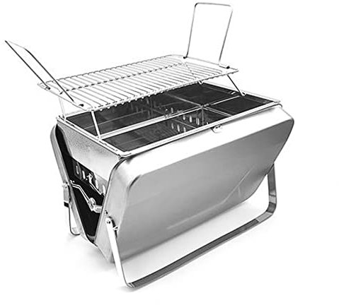 Mini Barbecue Portatile Pieghevole per Esterni Griglia a Carbone per la Casa da Campeggio Picnic BBQ Valigetta in Acciaio Inossidabile può Sollevare la Griglia,Silver