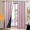 PONY DANCE Rideaux Occultant - Rideau Rose Anti Froid Isolantion Thermique à Oeillets Anti Bruit Tissu Lourd Résistant aux UV, Rose Clair, Largeur 140x240cm Hauteur, Lot de 2