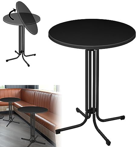 YZNAHRE Klappbarer Stehtisch Ø 80 cm, Bistrotisch Rund Klapptisch Wetterbeständig & Hitzebeständig Gartentisch Runder Partytisch 110 cm hoch, schwarz