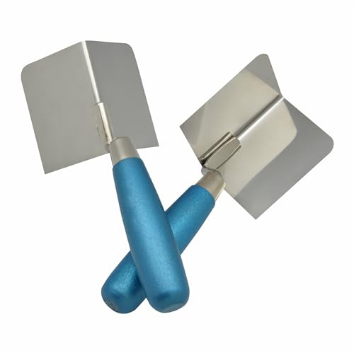 Hanroy 2 PC Corner Tool Set,Inside Corner Knife & Outside Corner Knife with Soft Grip Handle,Plastering Bricklaying Corner Stainless Steel Sheetrock External Corner & Internal Corner Trowel(YYJQTZ)