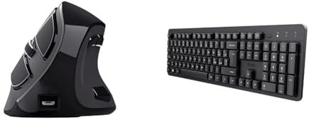 Trust Mouse Wireless Ergonomico Ricaricabile, Nero, One Size & Ody II Tastiera Wireless Silenziosa Layout Italiano QWERTY, Tasti a Profilo Ribassato