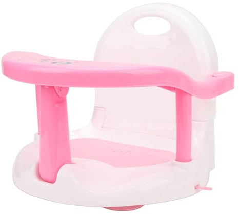 Sedia da Doccia per Neonati, Struttura Circondata Anti Topping Seggiolino da Bagno per Neonati Ad Alta Sicurezza 4 Ventose Altezza Regolabile per la Casa (PINK)