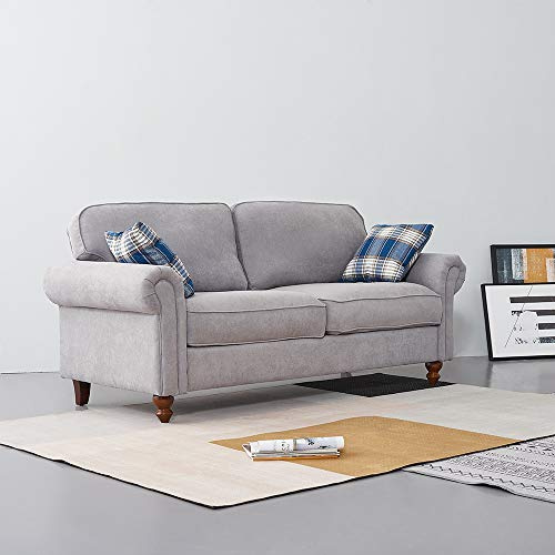 Panana 2 Seater and 3 Seater Sofa Vintage Style Sofa, Timeless Linen Fabric Settee with Roll Arm Padded Upholstery,Black 2 Seater (Grey, 3 seater)