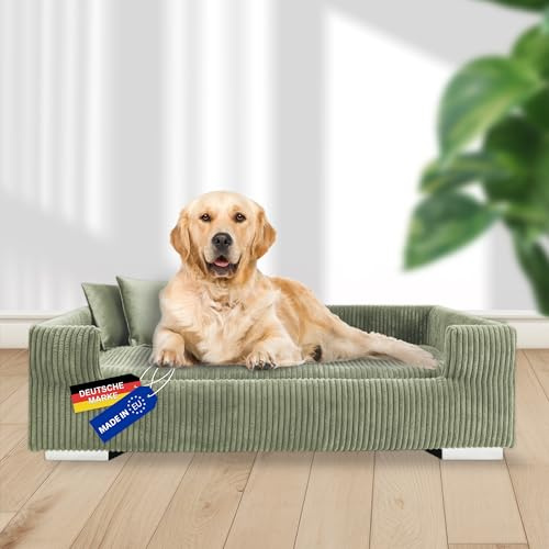 Rohrschneider Hundesofa Cord für mittelgr. & gr. Hunde, waschbar, Salbei