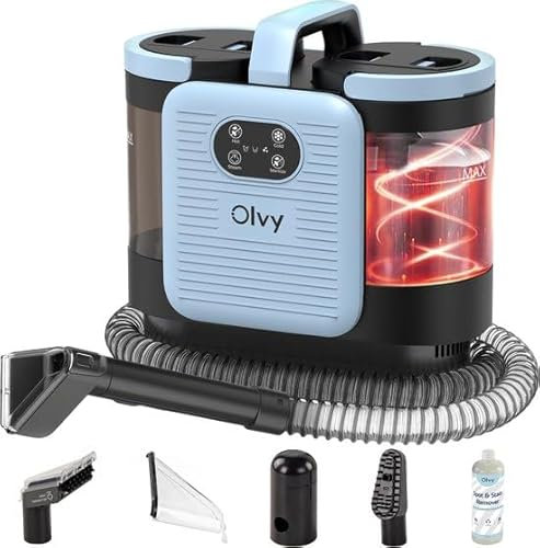 Olvy Teppichreiniger PRO – Nasssauger Polsterreiniger mit Dampf – 100°C Steam Cleaner – Sofa Reiniger Gerät – Polster Sauger Nass – inkl. Reinigungsmittel – 1650W – Matratzenreiniger