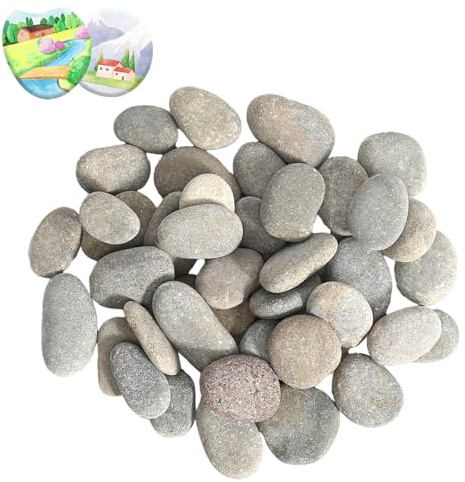 50 Stücke Kieselsteine Zum Bemalen, 1-3 CM Kieselsteine Groß Flusskiesel Steine Bemalen Kleine Steine zum Basteln Kies Dekosteine Naturstein Diy Aquarium für Zen Garten Blumentöpfen und Aquarien