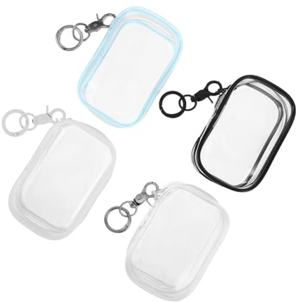HONITANO 4 Transparent PVC-dockväska med nyckelring hårt och kompakt fodral för visning och skydd plysch bärbar organisatör för vuxna