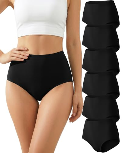TDONE Seamless Knickers for Women High Waisted Tummy Control Knickers Breathable No Vpl Invisible Ladies Briefs Comfortable Stretch Full Coverage Panties Soft Hipster Womens Underwear Multipack 6 Pack
