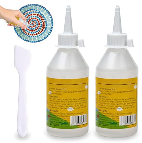 2 Botellas De Cola Para Mosaicos,100 Ml Transparente Pegamento Para Mosaicos,Resistente Al Agua Cola Mosaico,Con Pincel Y Punta Afilada,Apto Para Mosaico,Vidrio,Acrílico,Cerámica