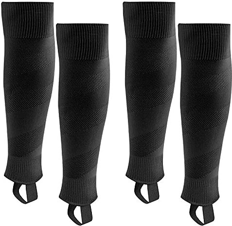 Kinder Herren Stutzen Fussballstutzen Stegstrümpfe Fussball Sleeve Fussballsocken 2 Paar (Schwarz M)