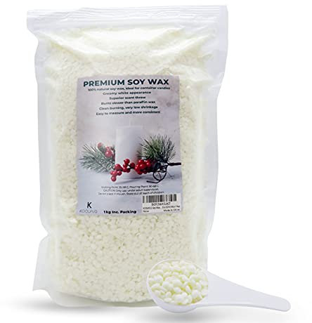 KOOLPUG Sojawachs für Kerzen, Sojawachs für Kerzen 2kg/1kg, Natürliche Kerzenwachs, Kerzenwachs zum Gießen, Kerzenwachs Soja, Wachs für Kerzen, Sojawachs Kerze, Kerzen Selber Machen(1 kg)