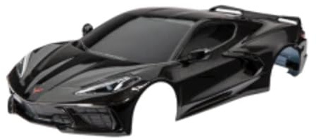 Traxxas 9311A Body, Chevrolet Corvette Stingray, Complete (Black) (Painted, Decals Applied) (Includes Side Mirrors, Spoiler, grilles, Vents, & Clipless mounting)