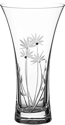 DIAMANTE Swarovski Trumpet Shaped Vase Bloom - Hand Cut Flower Decoration with Swarovski Crystals - 21cm tall in gift box