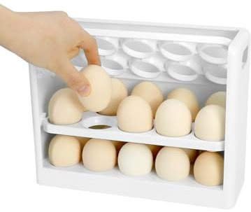 QWORK® Platzsparend Eierbehälter für Kühlschrank und Küchentheke - 30 Eier Kapazität - 25x19.5x10.5 cm