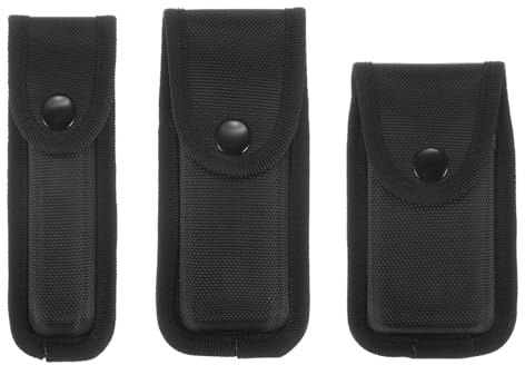 QUARKZMAN Nylon fickkniv skida 12 cm x 1,8 tum horisontell vertikal bärrem slinga multifunktionsverktyg väska vikkniv bältesslida, svart, svart