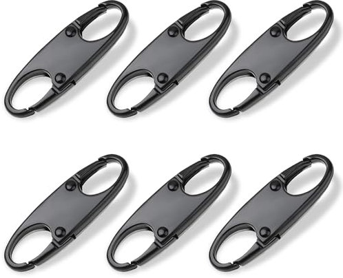 Mabor - Clip de fermeture éclair anti-vol, 6 petits clips doubles, fermetures à glissière pour sacs à dos, camping, pêche, voyage, sports de plein air (noir)