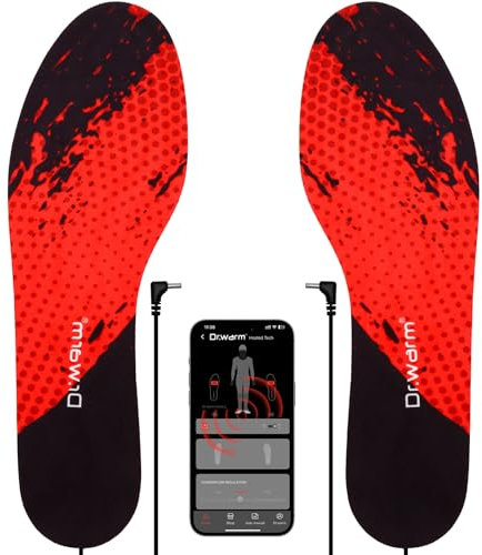 Dr.warm Smarte beheizbare Einlegesohlen für Herren Damen, per App steuerbare elektrische beheizte Einlegesohlen wiederaufladbar, wärmende Schuheinlagen für Winter (36-48 EU)