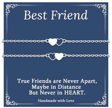 CheersLife Friendship Gifts for Women Girls,Friend Gifts,Friendship Bracelet Heart Matching Bracelets for 2 Bff Bestie Sisters - Christmas Birthday Graduation Jewelry Gift