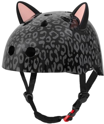 MHJY Casco Bicicleta Niño 8-14 Años,Casco Bici Niña Ajustable con Orejas de Gato DIY para Skateboard,Patinete,Ciclismo,Patinaje,Protección Multicapa,Ligero y Transpirable