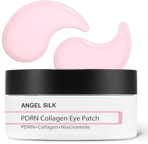 Angel Silk Pink Peptide PDRN & Collagen Eye Patches – 60pcs Niacinamide-Infused Eye Masks for Hydrating, Under Eye Gel Patches for Puffy Eyes, Dark Circles, Wrinkles, Fine Lines, Eye Bags Removal
