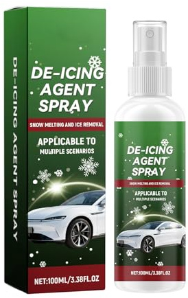 Spray anti-glace – Spray pour faire fondre la neige et la glace à action rapide, formule anti-glace longue durée pour voiture, portes, miroirs et serrures, sprays anti-gel d'hiver multi-usages de 100