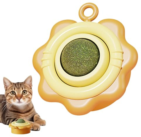 Generico Palline Di Catnip,360 Gradi Snack Masticabili Rotanti | Palline Adesive Da Leccare Con Gatta | Per Prevenzione Noia Stimolazione Mentale Casa Viaggio Addestramento Attività Post-Pasto
