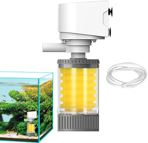 Akvariefilter – intern luftsil, flerstegs akvarierenare | Kraftfull vattenpumpsenhet för , saltvatten, rev, dammväxter, alger, axolotl, cirkulationsfiltrering, Wartun