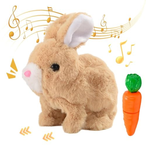 Générique Lapin Interactif,Lapin Robot Peluche,Peluche Lapin De Paques Lapin en Peluche avec Carotte,Sauter,Contracter Et Secouer Les Oreilles (A1)