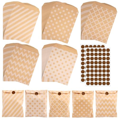 100 Stück Candy Bar Tüten Hochzeit,18 × 13 cm Papiertüten Süßigkeiten Tüten,Kleine Geschenktüten Papier,Süßigkeiten Tüten Papier,für Geschenke,Süßigkeiten,Ostereier,Kekse Lebensmittel (Braun)