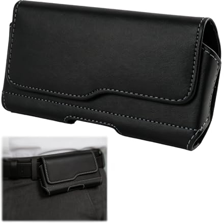 Funda de piel universal para cinturón, funda de teléfono para cinturón, compatible con iPhone, Samsung, marrón, piel auténtica