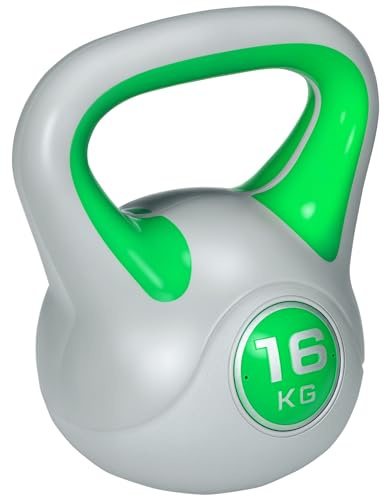 SPORTNOW Kettlebell 16 kg, Haltère avec Poignée Ergonomique Vert