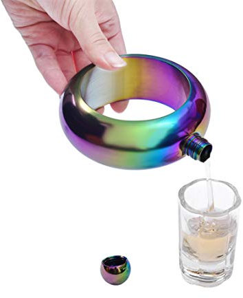 Comfysail 3.5oz Smooth Stainless Steel Portable Bracelet Hip Flask for Storing Whiskey/Alcohol Colorful