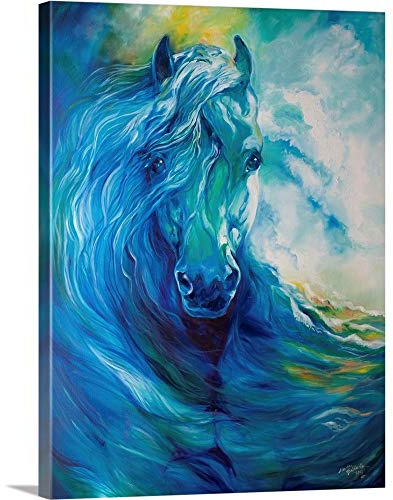 CANVAS ON DEMAND Blue Ghost Ocean Equine Canvas Wall Art Print by Marcia Baldwin, Abstract, Contemporary, Home Decor, Horse, Equestrian Artwork,12 x16in