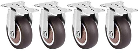 Rueda Fija Goma 4Pcs Samfox Rueda Giratoria TPE Extraíble Mute Chair Wheel Rueda de Goma Fija Para Muebles, Muebles De Palets O Papeles De Transporte Con Tornillos Y Taladros Rodillos Industriales