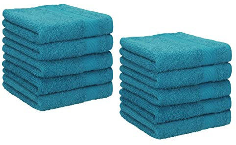 Betz 10 Stück Seiftücher Seiftuch Seiflappen Set Palermo 100% Baumwolle Größe 30x30 cm Petrol