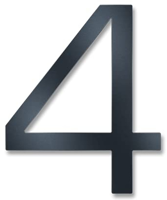 Metzler Moderne Hausnummer aus massivem Stahl - Moderne Schriftart - Feinstruktur Pulverbeschichtet Anthrazit RAL 7016 - inkl. Befestigungsmaterial - Höhe 20 cm - Ziffer 4