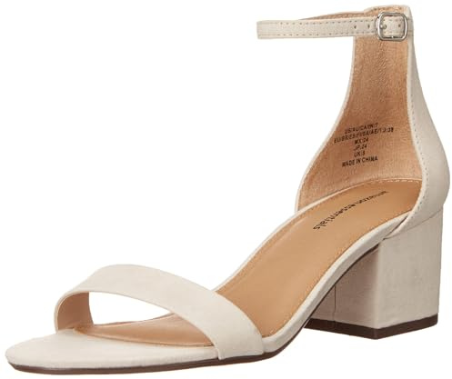 Amazon Essentials Sandali con Tacco e Due Cinturini Donna, Avorio, 44.5 EU