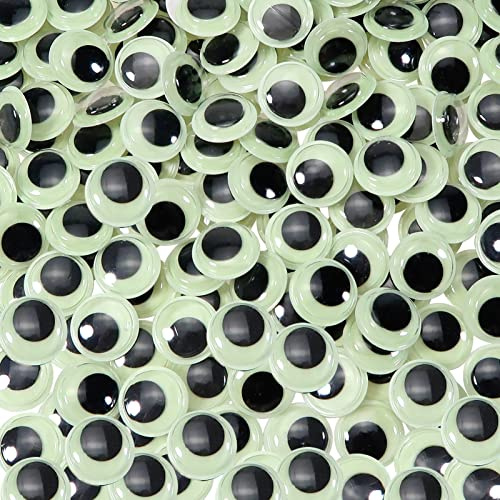 TOAOB 300 Pezzi Occhi Adesivi Luminosi 15mm Rotondo Plastica Mobili Autoadesivi Wiggle Finti Occhietti per Lavoretti Fai da Te Scrapbooking Artigianato Bambole Pupazzi Accessori