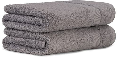 Luckytowel Handtücher Set 50x100 cm 100% Baumwolle, Handtuch-Set 2er Pack Grau