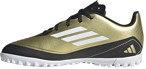 adidas F50 Club Messi Football Boots Turf, Chaussures de Football sur Gazon, Gold met./FTWR White/Core Black,