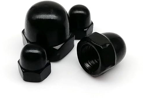 Premium Black Stainless Steel Fasteners Dome Nuts DIN1587 with Blackened Finish and Hex Acorn Cap Nuts for M3,M4,M5,M6,M8,M10 Screws and Bolts (M4)