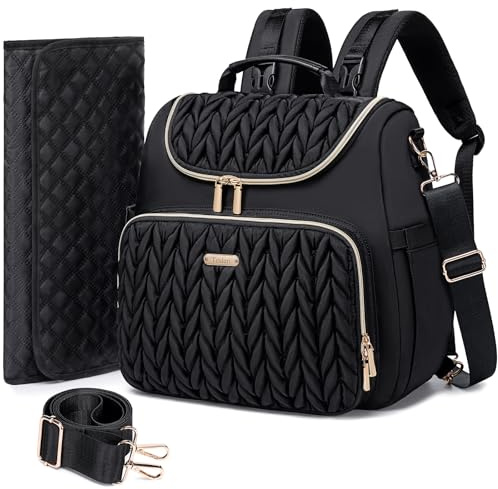 Tealari 4 in 1 Convertible Diaper Bag Backpack,Waterproof Baby Diaper Bag with Changing Pad,Converts into Baby Tote Bag,Diaper Backpack,Stroller Bag and Crossbody Diaper Bag